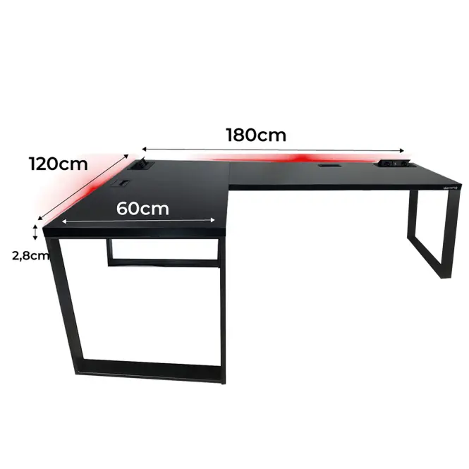 Játék Íróasztal Sarok Loft Top Fekete 180x120x3.6 Modell 3