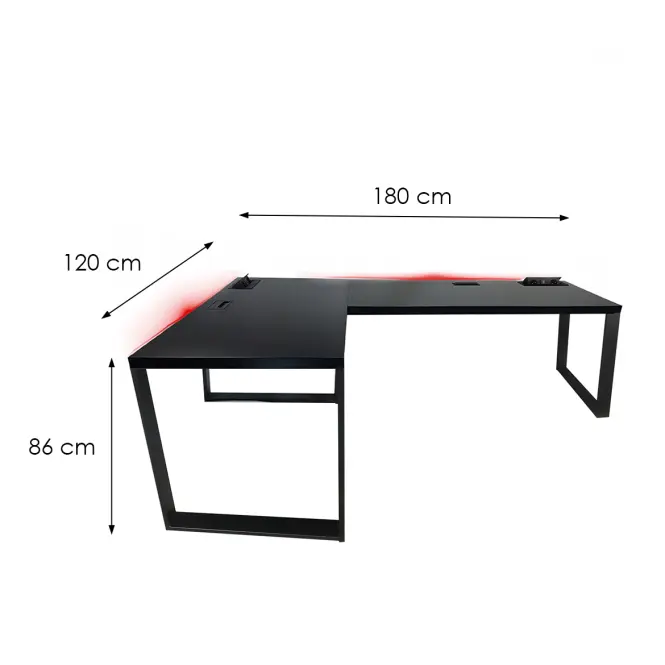 Játék Íróasztal Sarok Loft Top Fekete 180x120x3.6 Modell 3,3