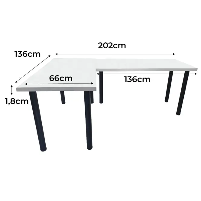 Játék Íróasztal Sarok Low Fehér 202x136x1.8 Modell 0