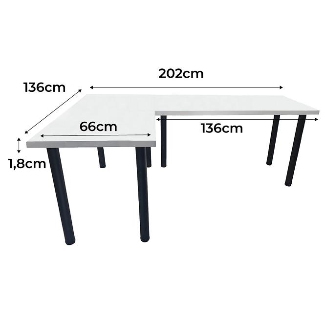 Játék Íróasztal Sarok Low Fehér 202x136x1.8 Modell 0