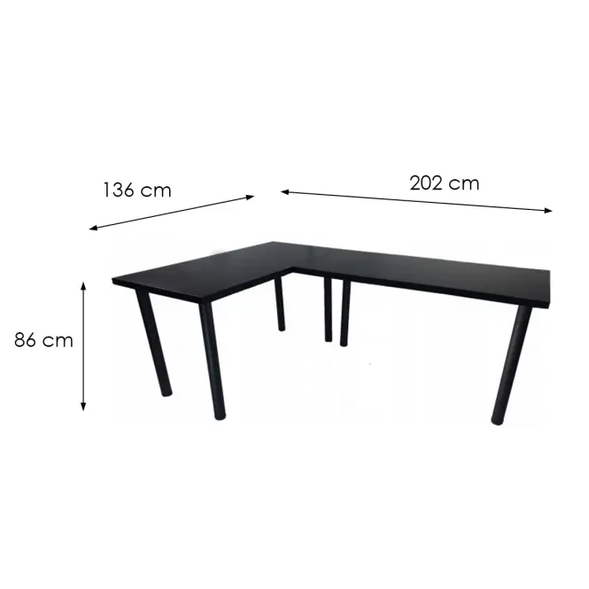 Játék Íróasztal Sarok Low Fekete 202x136x1.8 Modell 0