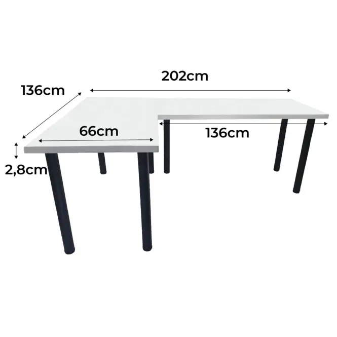 Játék Íróasztal Sarok Low Fehér 202x136x2.8 Modell 0,2