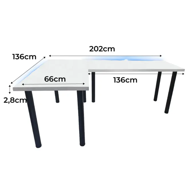 Játék Íróasztal Sarok Low Fehér 202x136x2.8 Modell 1,2