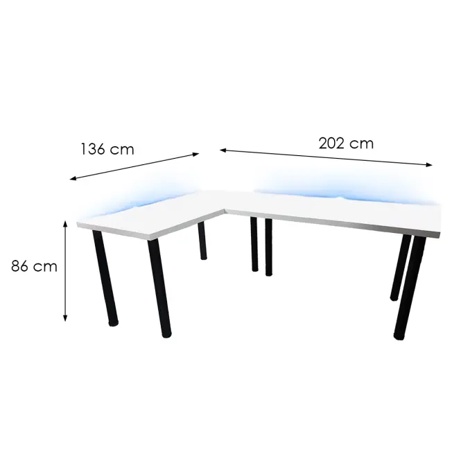Játék Íróasztal Sarok Low Fehér 202x136x2.8 Modell 1