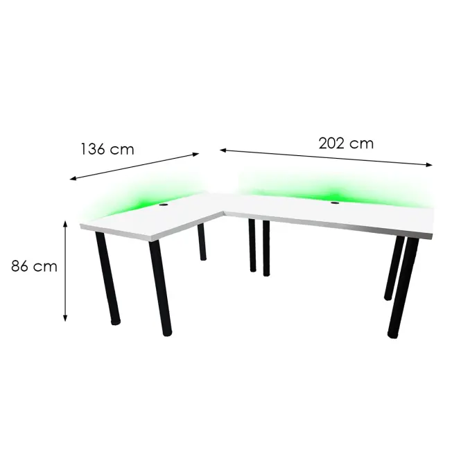 Játék Íróasztal Sarok Low Fehér 202x136x2.8 Modell 2