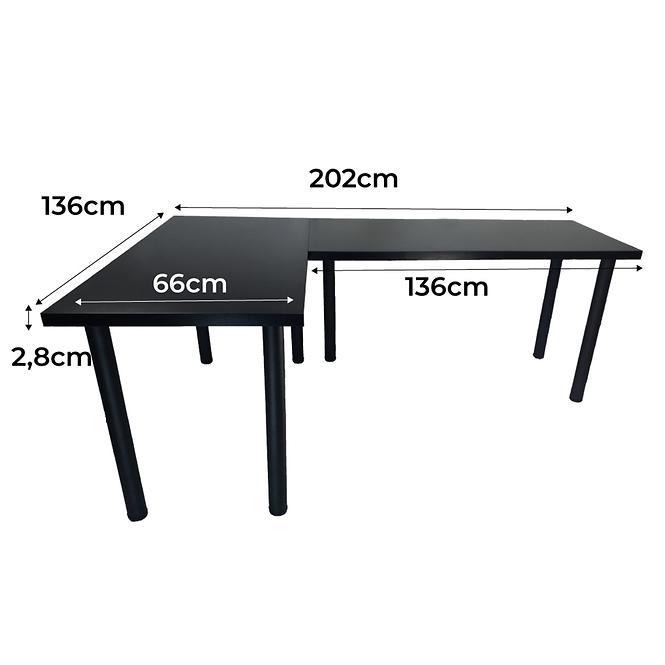 Játék Íróasztal Sarok Low Fekete 202x136x2.8 Modell 0