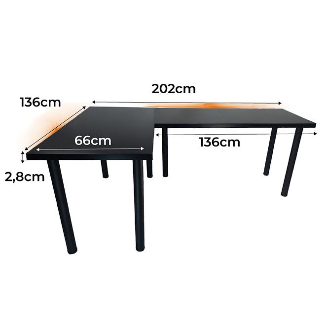 Játék Íróasztal Sarok Low Fekete 202x136x2.8 Modell 1