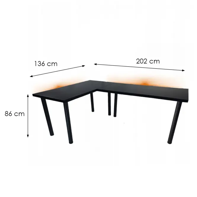Játék Íróasztal Sarok Low Fekete 202x136x2.8 Modell 1