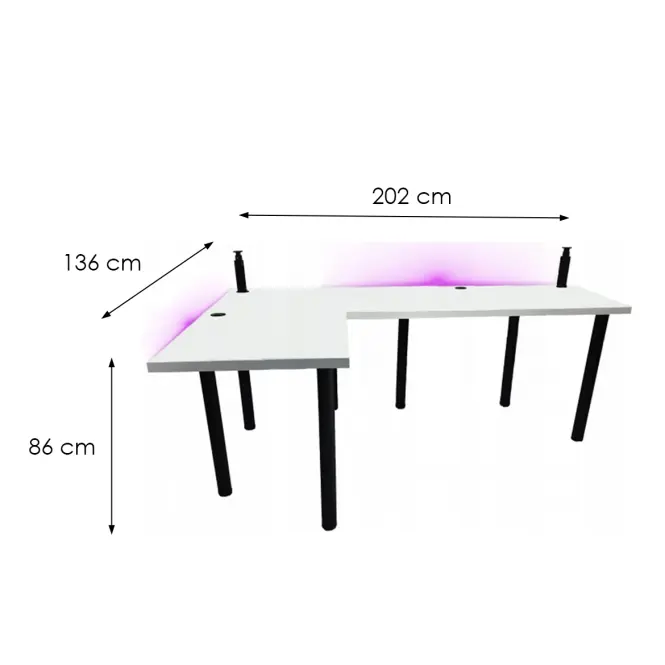 Játék Íróasztal Sarok Low Fehér 202x136x3.6 Modell 3,3