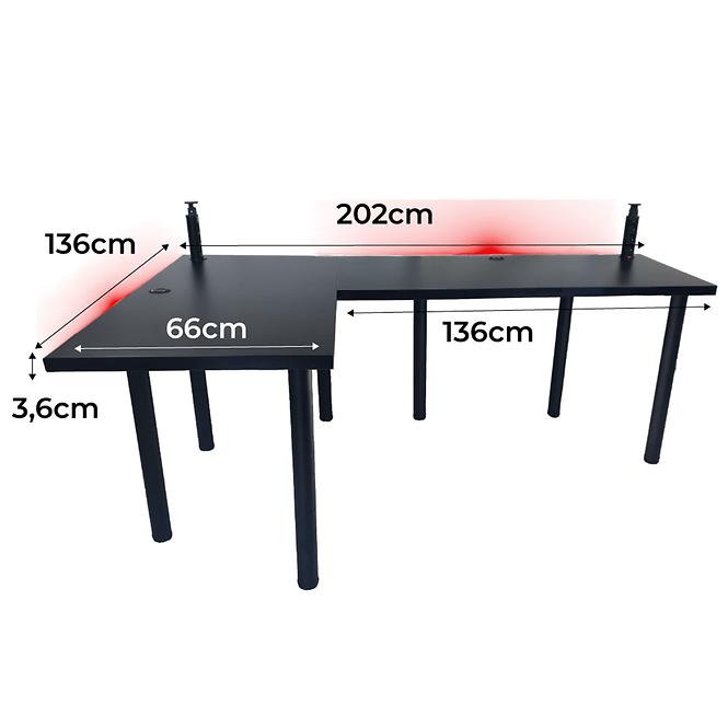 Játék Íróasztal Sarok Low Fekete 202x136x3.6 Modell 3