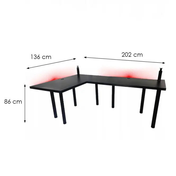 Játék Íróasztal Sarok Low Fekete 202x136x3.6 Modell 3