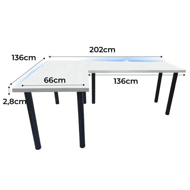 Játék Íróasztal Sarok Top Fehér 202x136x2.8 Modell 1