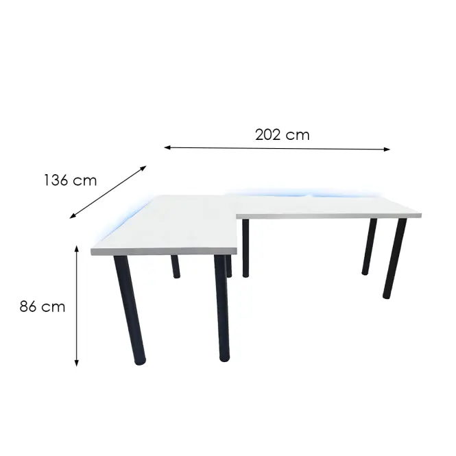 Játék Íróasztal Sarok Top Fehér 202x136x2.8 Modell 1