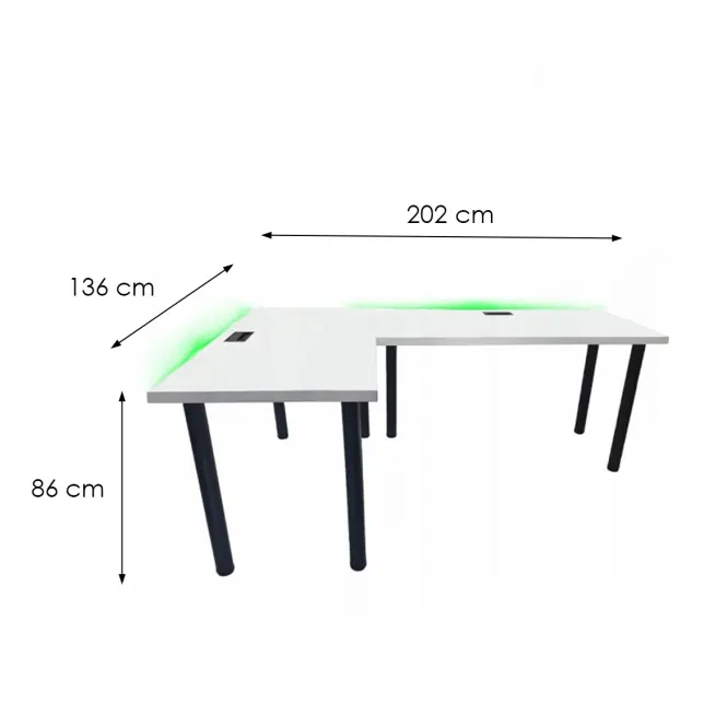 Játék Íróasztal Sarok Top Fehér 202x136x2.8 Modell 2