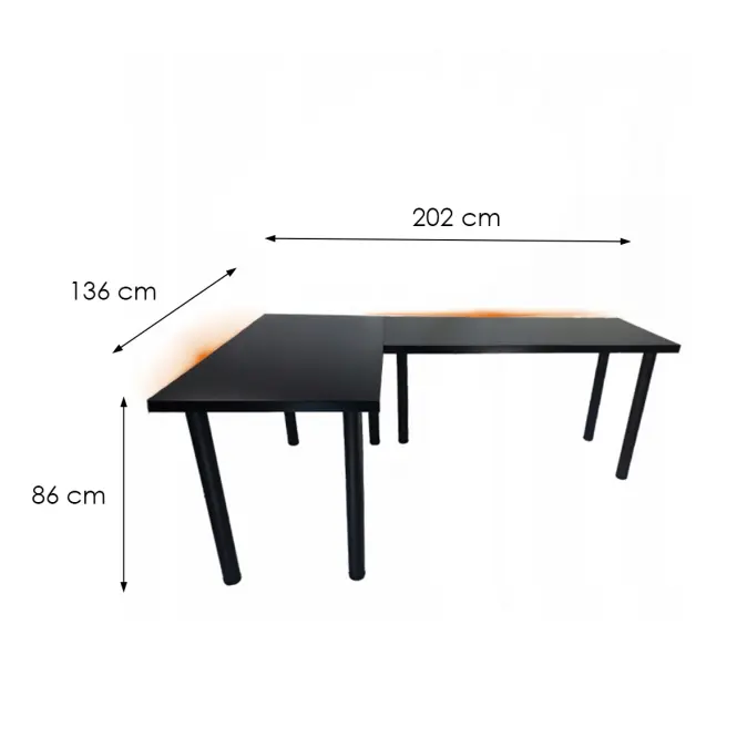 Játék Íróasztal Sarok Top Fekete 202x136x2.8 Modell 1,3