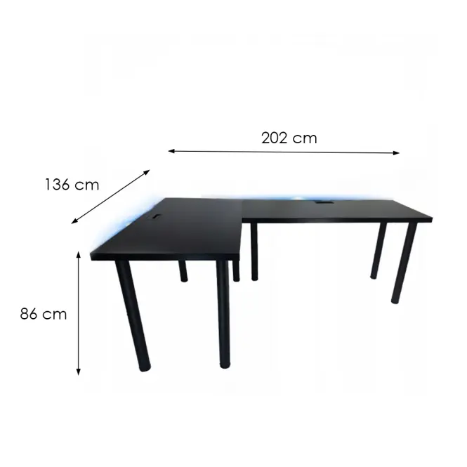 Játék Íróasztal Sarok Top Fekete 202x136x2.8 Modell 2,3