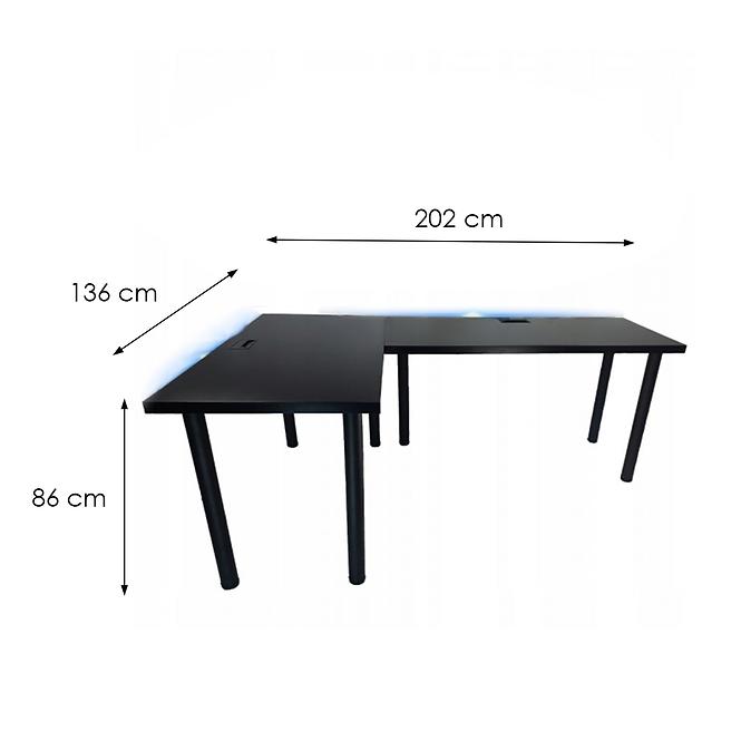 Játék Íróasztal Sarok Top Fekete 202x136x2.8 Modell 2,3
