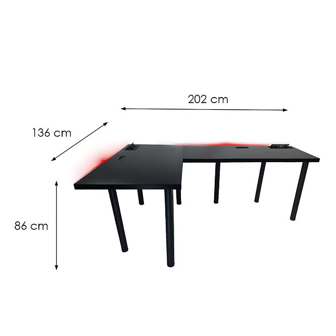 Játék Íróasztal Sarok Top Fekete 202x136x3.6 Modell 3