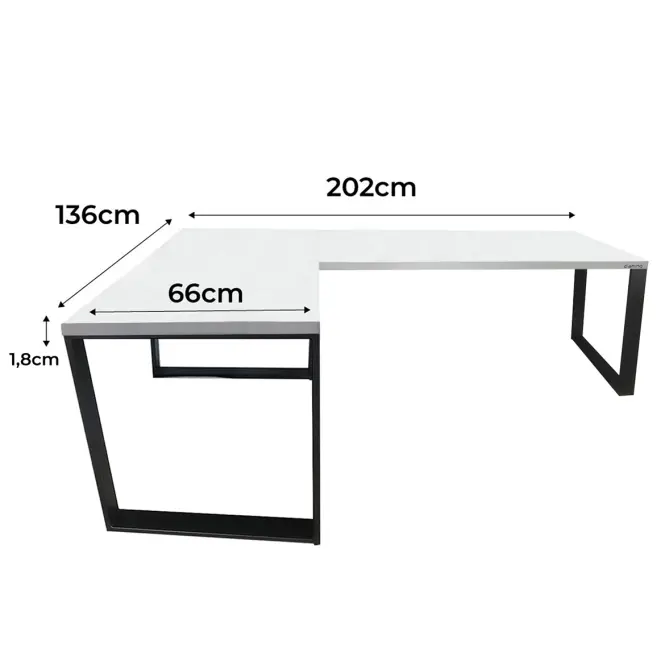 Játék Íróasztal Sarok Loft Low Fehér 202x136x1.8 Modell 0,2