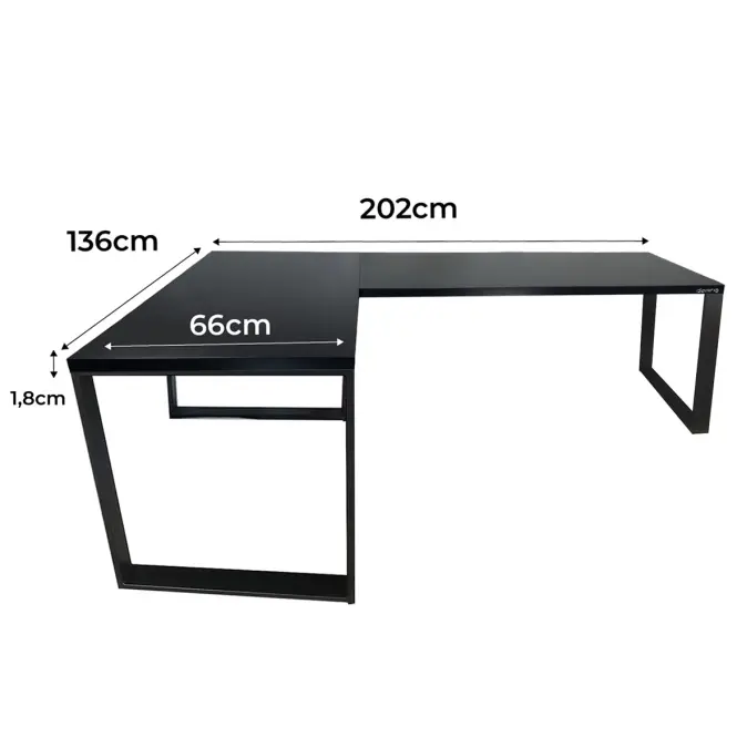 Játék Íróasztal Sarok Loft Low Fekete 202x136x1.8 Modell 0