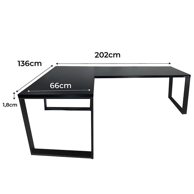 Játék Íróasztal Sarok Loft Low Fekete 202x136x1.8 Modell 0