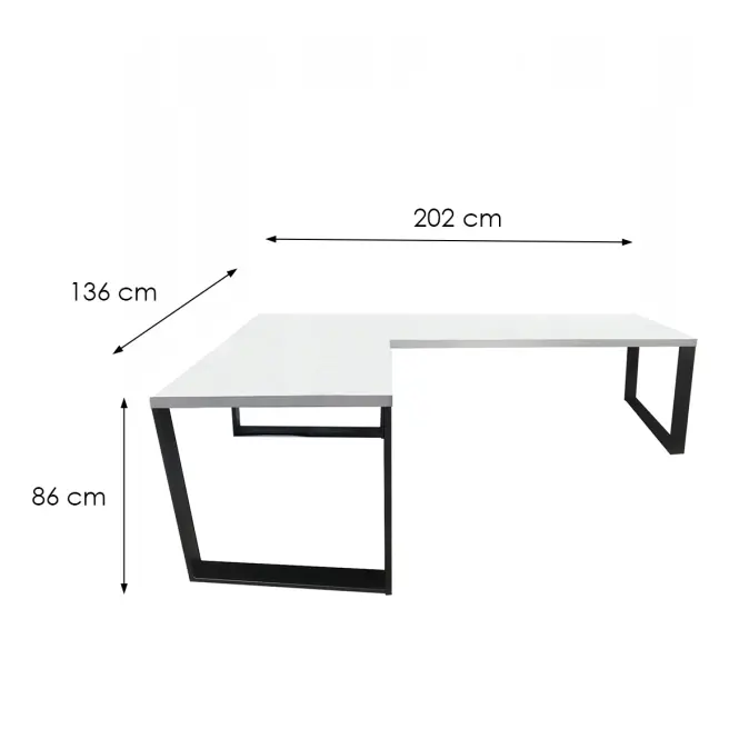Játék Íróasztal Sarok Loft Low Fehér 202x136x2.8 Modell 0