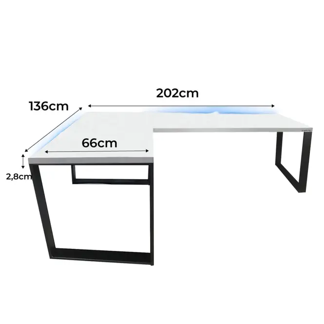 Játék Íróasztal Sarok Loft Low Fehér 202x136x2.8 Modell 1