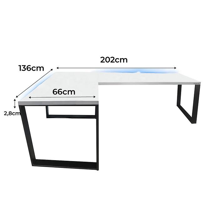 Játék Íróasztal Sarok Loft Low Fehér 202x136x2.8 Modell 1