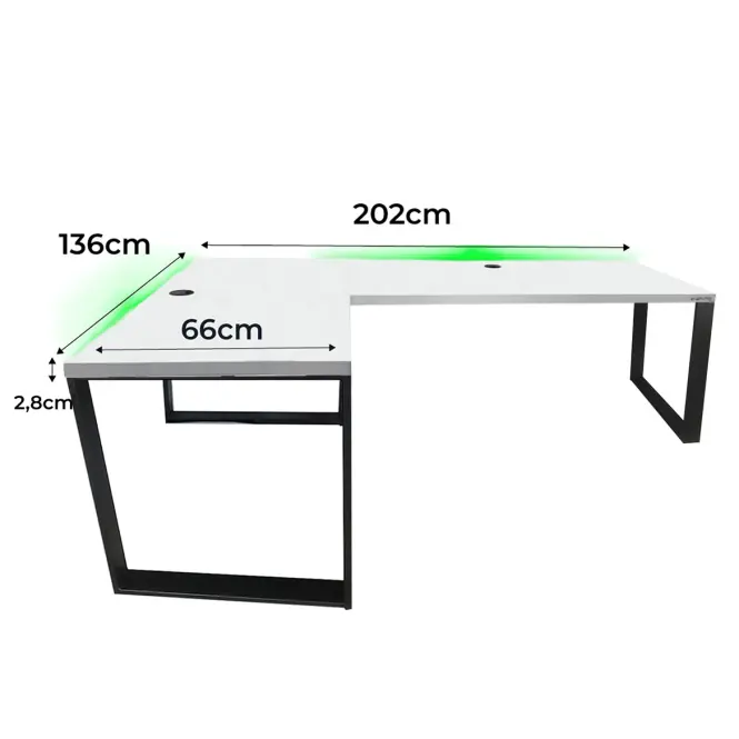 Játék Íróasztal Sarok Loft Low Fehér 202x136x2.8 Modell 2,2