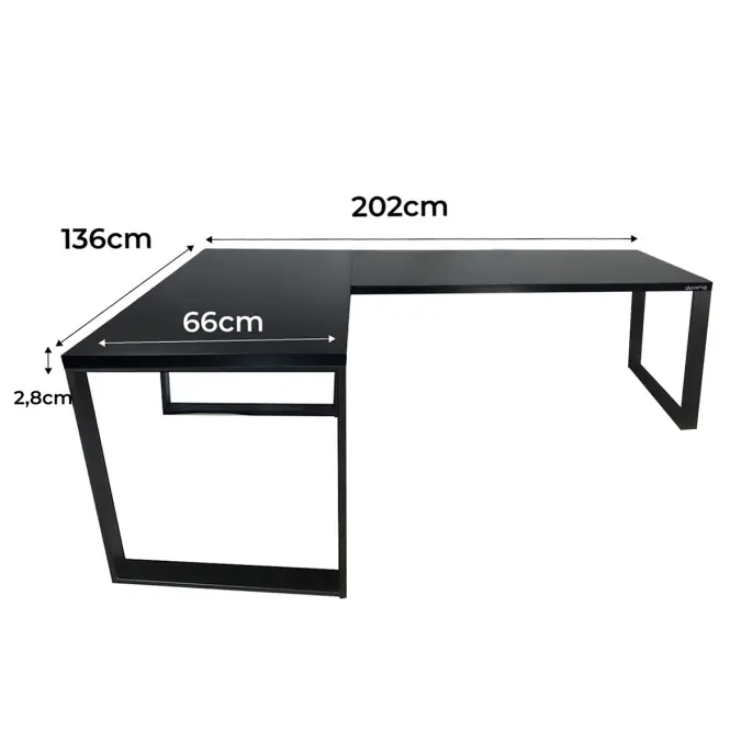 Játék Íróasztal Sarok Loft Low Fekete 202x136x2.8 Modell 0,2