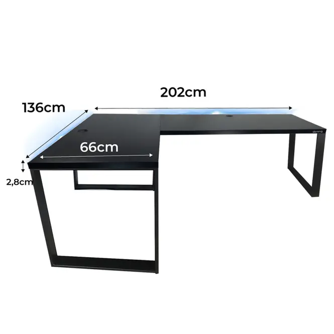 Játék Íróasztal Sarok Loft Low Fekete 202x136x2.8 Modell 2,2