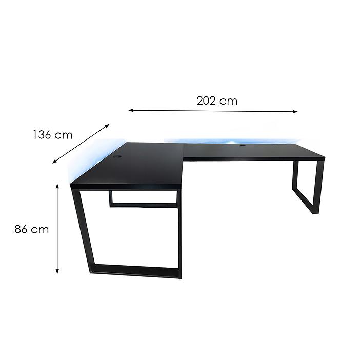 Játék Íróasztal Sarok Loft Low Fekete 202x136x2.8 Modell 2