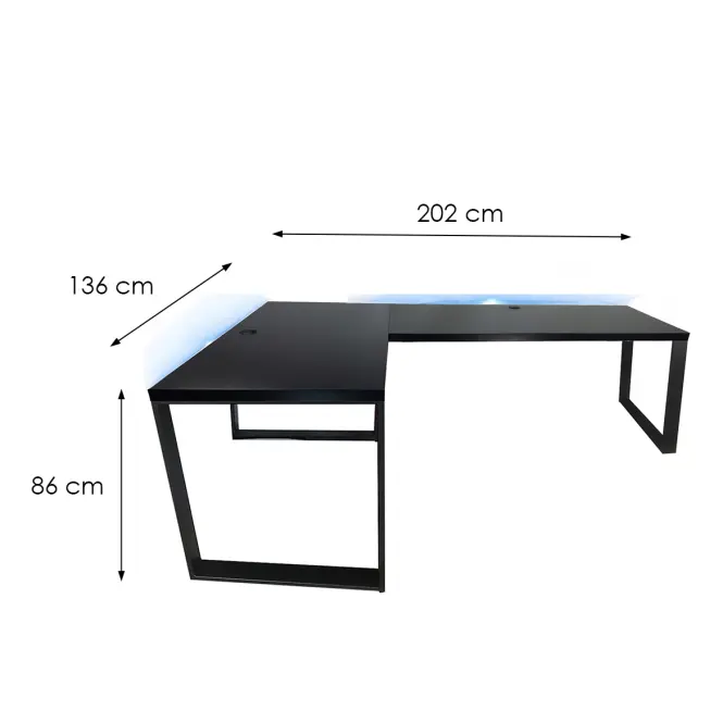 Játék Íróasztal Sarok Loft Low Fekete 202x136x2.8 Modell 2,3