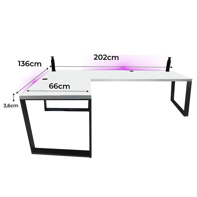 Játék Íróasztal Sarok Loft Low Fehér 202x136x3.6 Modell 3