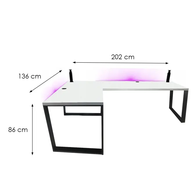 Játék Íróasztal Sarok Loft Low Fehér 202x136x3.6 Modell 3,3