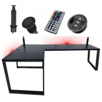 Játék Íróasztal Sarok Loft Low Fekete 202x136x3.6 Modell 3