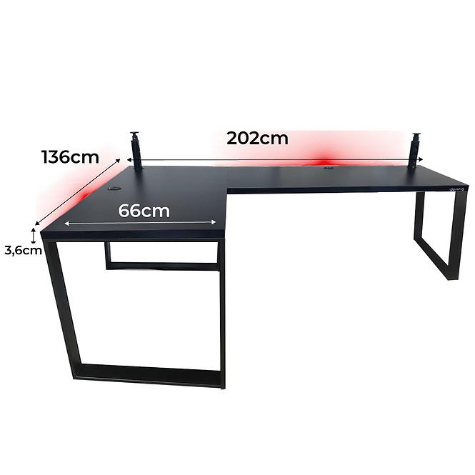 Játék Íróasztal Sarok Loft Low Fekete 202x136x3.6 Modell 3,2