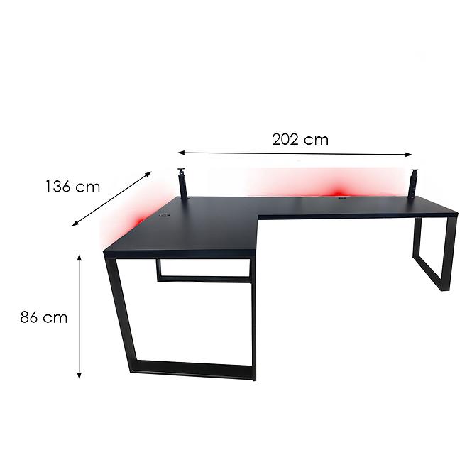 Játék Íróasztal Sarok Loft Low Fekete 202x136x3.6 Modell 3