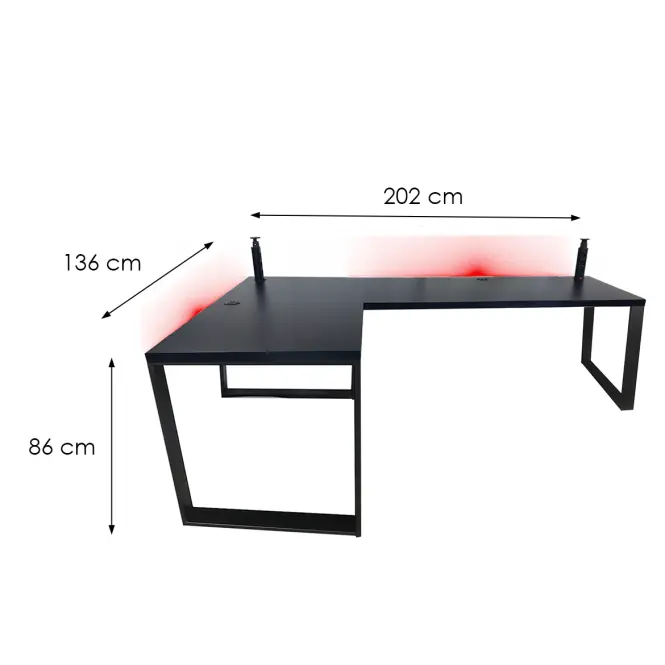 Játék Íróasztal Sarok Loft Low Fekete 202x136x3.6 Modell 3,3