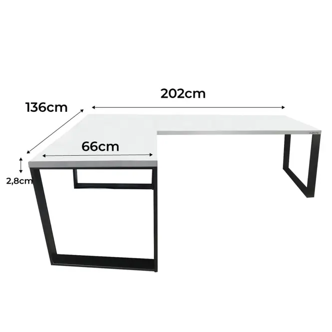 Játék Íróasztal Sarok Loft Top Fehér 202x136x2.8 Modell 0,2