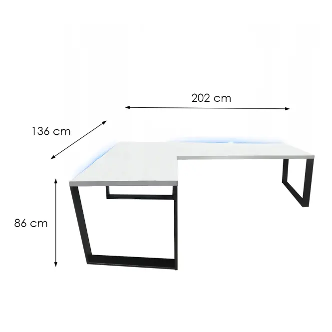 Játék Íróasztal Sarok Loft Top Fehér 202x136x2.8 Modell 1,3