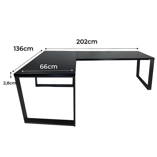 Játék Íróasztal Sarok Loft Top Fekete 202x136x2.8 Modell 0