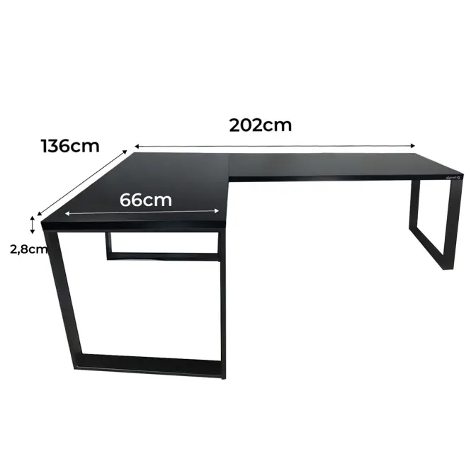 Játék Íróasztal Sarok Loft Top Fekete 202x136x2.8 Modell 0,2