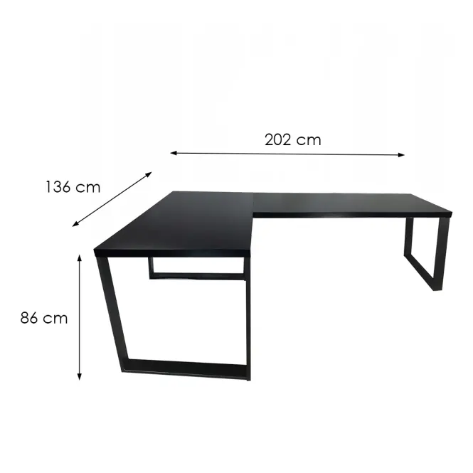 Játék Íróasztal Sarok Loft Top Fekete 202x136x2.8 Modell 0