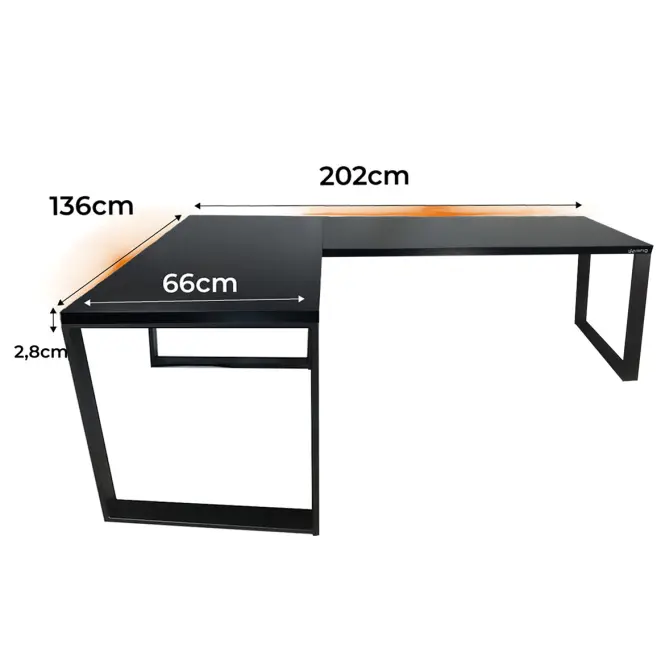 Játék Íróasztal Sarok Loft Top Fekete 202x136x2.8 Modell 1