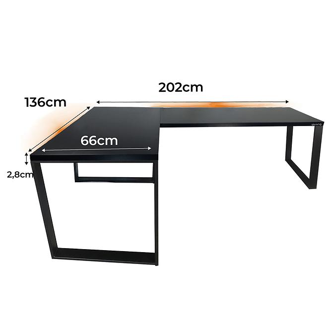 Játék Íróasztal Sarok Loft Top Fekete 202x136x2.8 Modell 1