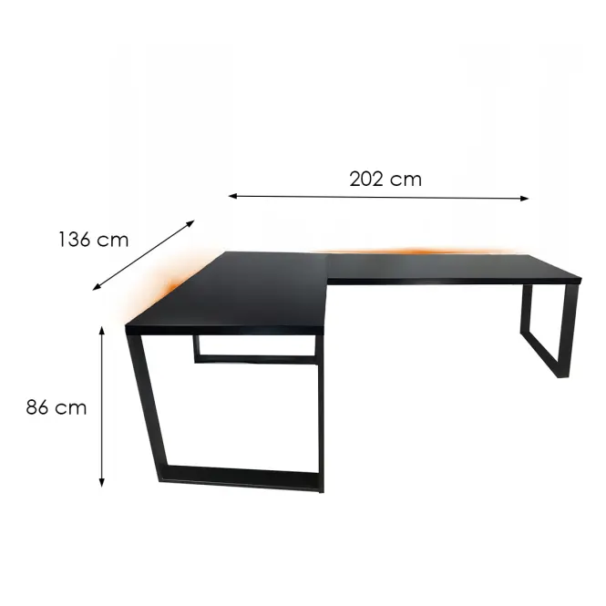 Játék Íróasztal Sarok Loft Top Fekete 202x136x2.8 Modell 1