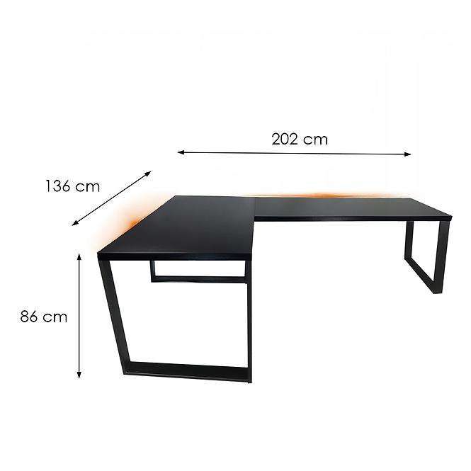 Játék Íróasztal Sarok Loft Top Fekete 202x136x2.8 Modell 1