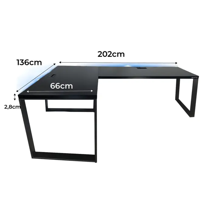 Játék Íróasztal Sarok Loft Top Fekete 202x136x2.8 Modell 2,2