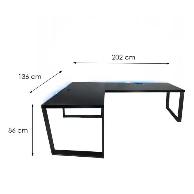 Játék Íróasztal Sarok Loft Top Fekete 202x136x2.8 Modell 2